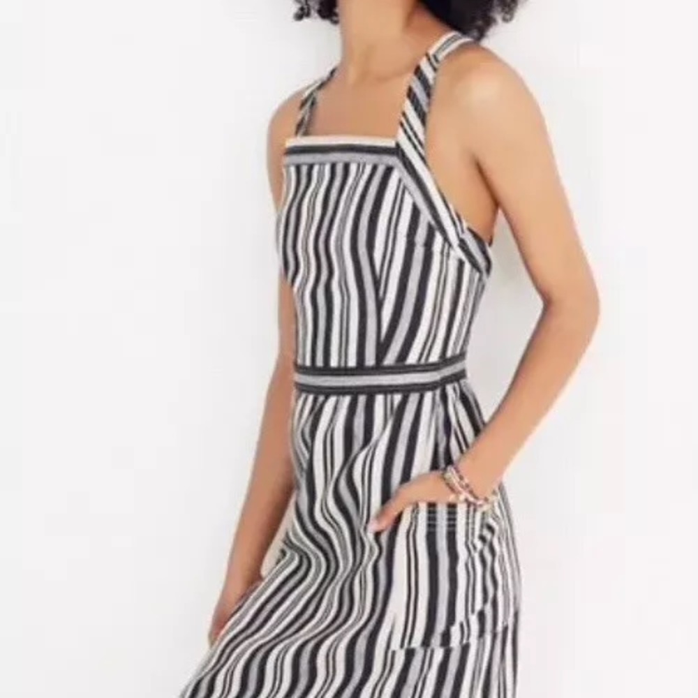 Madewell Evelyn Striped Pocket Apron Mini Dress
